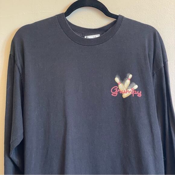 Disney L Vintage 1998-2007 Grumpy Bowling black long sleeve t-shirt Snow White - Picture 6 of 8